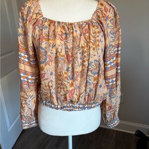 Rachel Zoe Orange Floral Boho Blouse